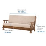 Super strečové potahy NIAGARA smetanová trojkřeslo s dřevěnými rukojeťmi (š. 160 - 200 cm)