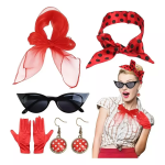 Ptakoviny.cz Sada retro 50. léta červená s puntíky- 5ks