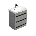 Koupelnová skříňka s černou úchytkou a umyvadlem SAT Cube Way 60x76,5x40 cm beton mat CUBE2C603BE CUBE2C603BE