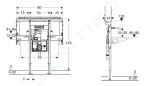 Duofix Předstěnová instalace pro umyvadlo Geberit ONE 75 cm, pro nástěnnou armaturu ONE, podomítkový sifon a prvek Clou, na výšku místnosti 111.071.00.1