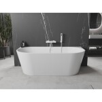 MEXEN/S - Oval vana volně stojící nástěnná 160 x 80, bílá, sifon a přepad bílá 52671608000-20