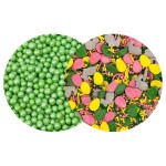 Dortisimo 4Cake Cukrovo-rýžové perly zelené perleťové 5 mm a cukrové zdobení Easter Miracle (100 g)