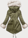 Bunda parka v army barvě kožešinovou odepínací podšívkou (5M763-136) odstíny zelené L (40)
