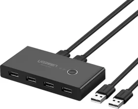 UGREEN 30768B přepínač HUB switch černá / 4x USB 3.2 / 2x kabel USB-A - USB-B (30768B)