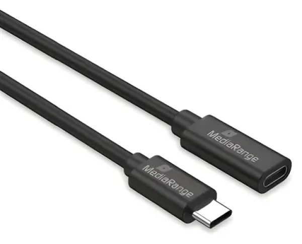 MediaRange USB-C (M) - USB-C (F) černá / Prodlužovací kabel / PD 60 W / USB 3.2 Gen 1 / 5 Gbit/s / 2 m (MRCS245)