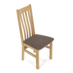 Dřevěná jídelní židle, potah čokoládově hnědá látka, masiv dub, přírodní odstín