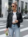 Dámská kožená bunda bomber černá FashionStreet TY5566 XL