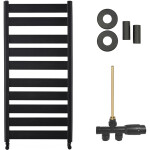 CERANO - Koupelnový radiátorový set Marco - ústřední vytápění - boční jednobodové připojení - 816W - černá matná - 1125x550 mm CER-663607