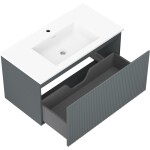 MEXEN/S - Rivel koupelnová skříňka 90 cm s umyvadlem Otis, 1 šuplík, reliéf , grafit mat/bílá mat 91A20-09047-1-BF66-W18M01