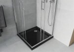 MEXEN/S - Rio čtvercový sprchový kout 90 x 90, transparent, chrom + vanička se sifonem Flat, černý 860-090-090-01-00-4070
