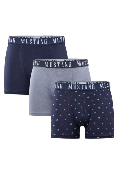Pánské boxerky 3PACK 4277-1003 Tmavě modrá / šedá mix vzor - Mustang tm.modrá-šedá XXL