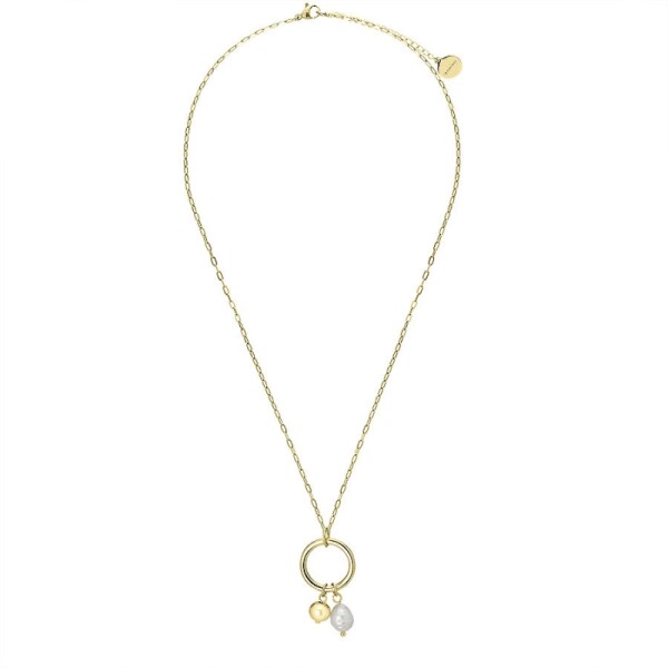 Ocelový náhrdelník s perlou Lyra Gold, chirurgická ocel, Zlatá 45 cm