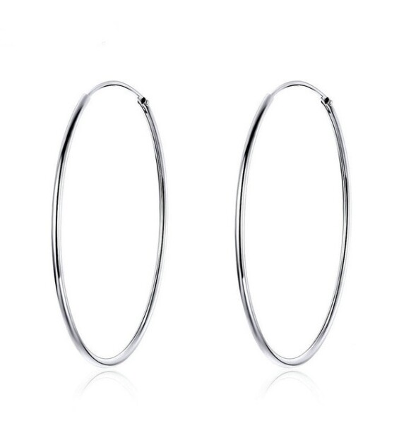 Elenys stříbrné náušnice Elegantní středně velké kruhové