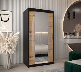 Šatní skříň Abi Y1 Barva korpusu: Černá, Rozměry: 100 cm, Dveře: Dub artisan