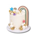 Dortisimo Zápich do dortu Růžovo-hnědá duha s hvězdami a koulemi (26 ks)