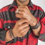 Pánský náramek Marco - 8 mm červený jaspis, onyx, Červená 23 cm