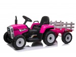 Mamido Elektrický traktor s vlečkou T2 růžový 12V7Ah EVA kola