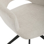 Židle jídelní, krémová látka, 360° vratný mechanismus, černý kov