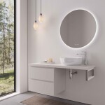 CERANO - Koupelnová skříňka Carole - bílá matná + deska pod umyvadlo Navira Pro - 36 mm + konzole chrom - 160x46x51,6 CER-606228