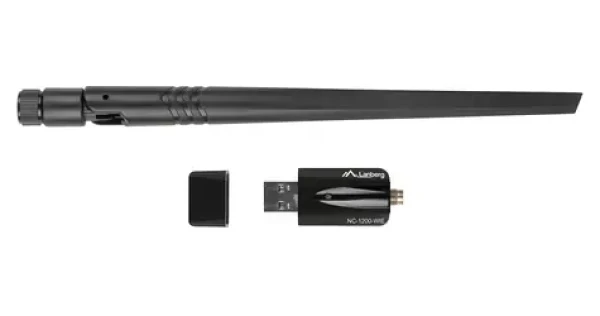 Lanberg NC-1200-WIE černá / Wi-Fi adaptér / AC1200 / Dual-Band / USB 3.0 / interní a externí anténa (NC-1200-WIE)
