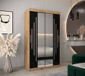 Šatní skříň Abi Y1 Barva korpusu: Dub artisan, Rozměry: 120 cm, Dveře: Černá