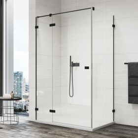 SanSwiss ANNEA Black Boční stěna v 90° s L-kováním pro dveře s L-kováním ANTW07000607