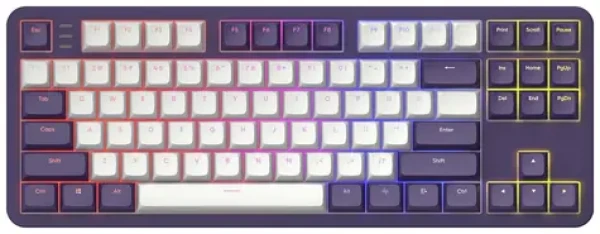Dark Project ALU87A bílo-fialová / herní klávesnice / mechanická / spínače g3ms Sapphire mechanical / RGB / USB / 1.8m (DPKB_VIOLET_ 87_ANSI)