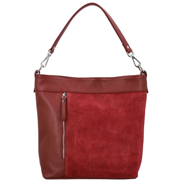 Trendy dámská kožená kabelka na rameno Alyssa, tmavě červená