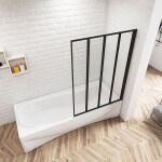 H K - Vanová zástěna pětidílná V5 120, černá, čiré sklo SE-V5120B