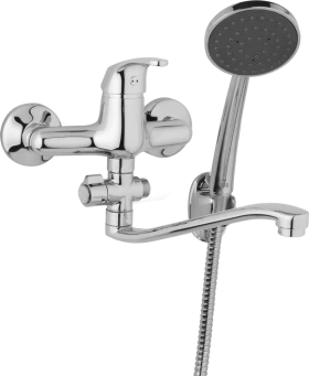 JB Sanitary Nástěnná umyvadlová a sprchová baterie SLIM, rozteč 150 mm, otočný přepínač, s příslušenstvím, S ramínko 250 mm A10 37 21