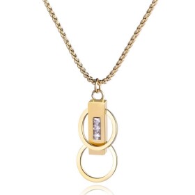 Ocelový náhrdelník se zirkony Juliana Gold - chirurgická ocel, Zlatá 40 cm + 4 cm (prodloužení)
