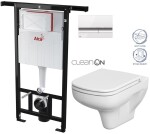 ALCADRAIN Jádromodul - předstěnový instalační systém s bílým/ chrom tlačítkem M1720-1 + WC CERSANIT CLEANON COLOUR + SEDÁTKO AM102/1120 M1720-1 CN1