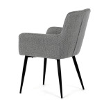 Židle jídelní, světle šedá látka, černý kov