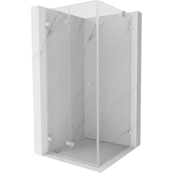 MEXEN/S - Lunar-F sprchový kout skládací dveře levá 95 x 90, transparent, nikl kartáčovaný 836-095-090-97-00-L