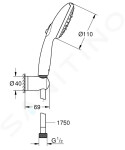 GROHE - Vitalio Start Set sprchové hlavice, držáku a hadice, 3 proudy, chrom 26769001