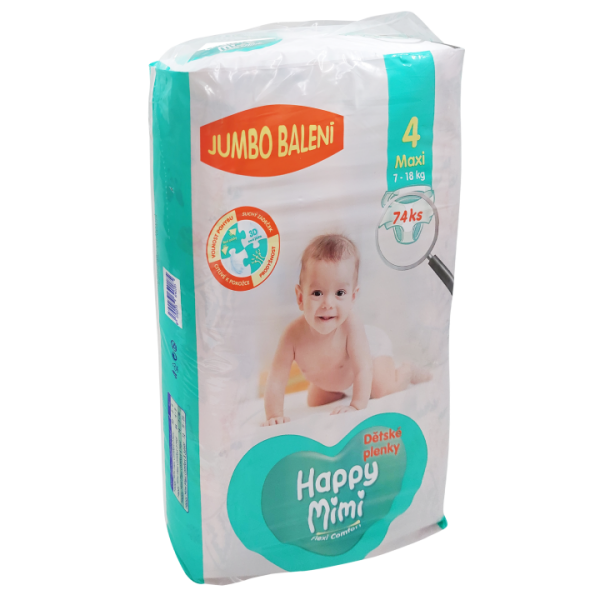 Happy Mimi Flexi Comfort dětské pleny 4 Maxi Jumbo balení 74 ks