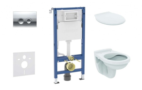 GEBERIT - Duofix Set předstěnové instalace, klozetu Alpha a sedátka, tlačítko Delta21, lesklý chrom SANI11CD1141
