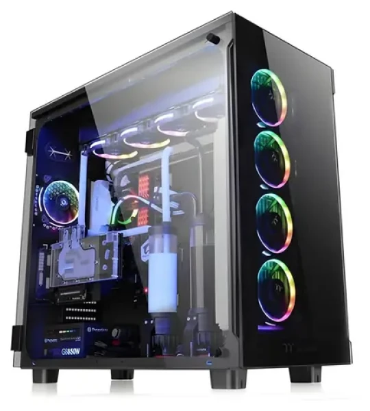 Thermaltake View 91 RGB Riing černá / Full tower / 4× USB 3.0, USB-C / 4× 140 mm RGB / bez zdroje / průhledná bočnice (CA-1I9-00F1WN-00)