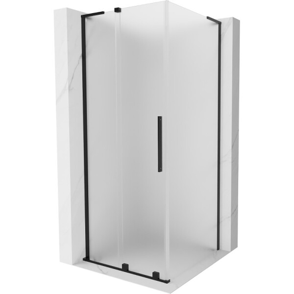 MEXEN/S - Velar L sprchový kout, posuvné dveře 120 x 120, dekor, černá 871-120-120-33-70