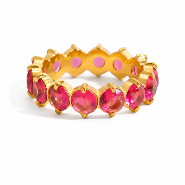 ELENYS Radiant Cherry – pozlacený prsten 18K žluté zlato Velikost: 8 (EU: 57-58)