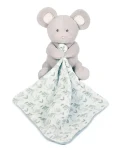 Doudou Dárková sada - Plyšová myška s dečkou z BIO bavlny 15 cm zeleno-bílá