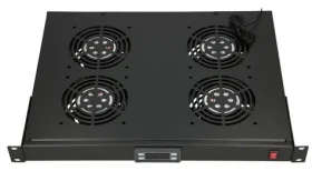 Extralink Ventilační jednotka 19" černá / Ventilační jednotka / 4x ventilátor / 1U / Termostat / 240 V (EX.14718)