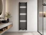 CERANO - Koupelnový radiátor Benito - středové připojení 50mm/boční - 703 W - černá matná - 1700x450 mm CER-710056