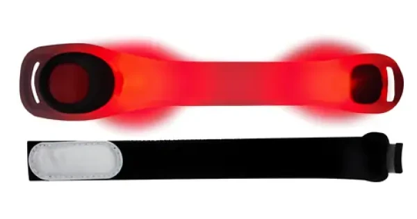 SportTeam Reflexní LED pásek červená / Reflexní pásek / Svícení a blikání / Suchý zip / cca 72 h svícení