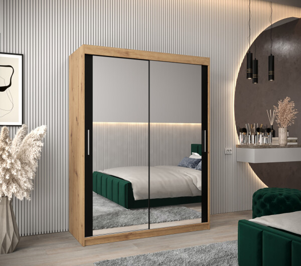 Šatní skříň Abi T3 Barva korpusu: Dub artisan, Rozměry: 150 cm, Dveře: Černá