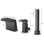Erga Trio, 3-otvorová vanová baterie, černá matná, ERG-YKA-BW.TRIO-BLK