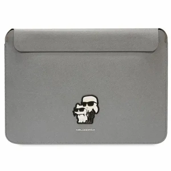 Karl Lagerfeld Saffiano Karl Choupette stříbrná / Obal na notebook / 14" (KLCS14SAKCPMG)