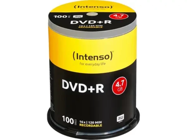 Intenso DVD+R 4,7GB 100 ks Cake Box / Optické médium / 16x / 120 min záznamu (4111156)