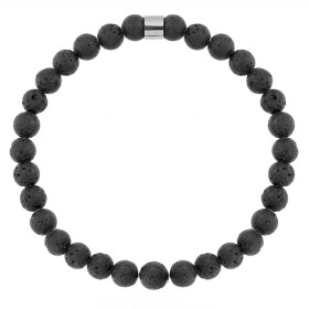 Pánský náramek Fernando - 6 mm lávový kámen, Černá 21 cm