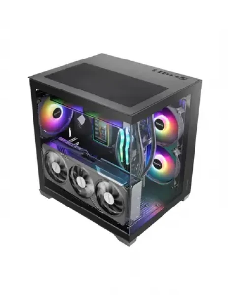 Tacens MARS MC-VIEW3 černá / Počítačová skříň / Mini Tower / mATX / Mini-ITX / tvrzené sklo / 3x 120mm ARGB (TACMARS-MCVIEW3)